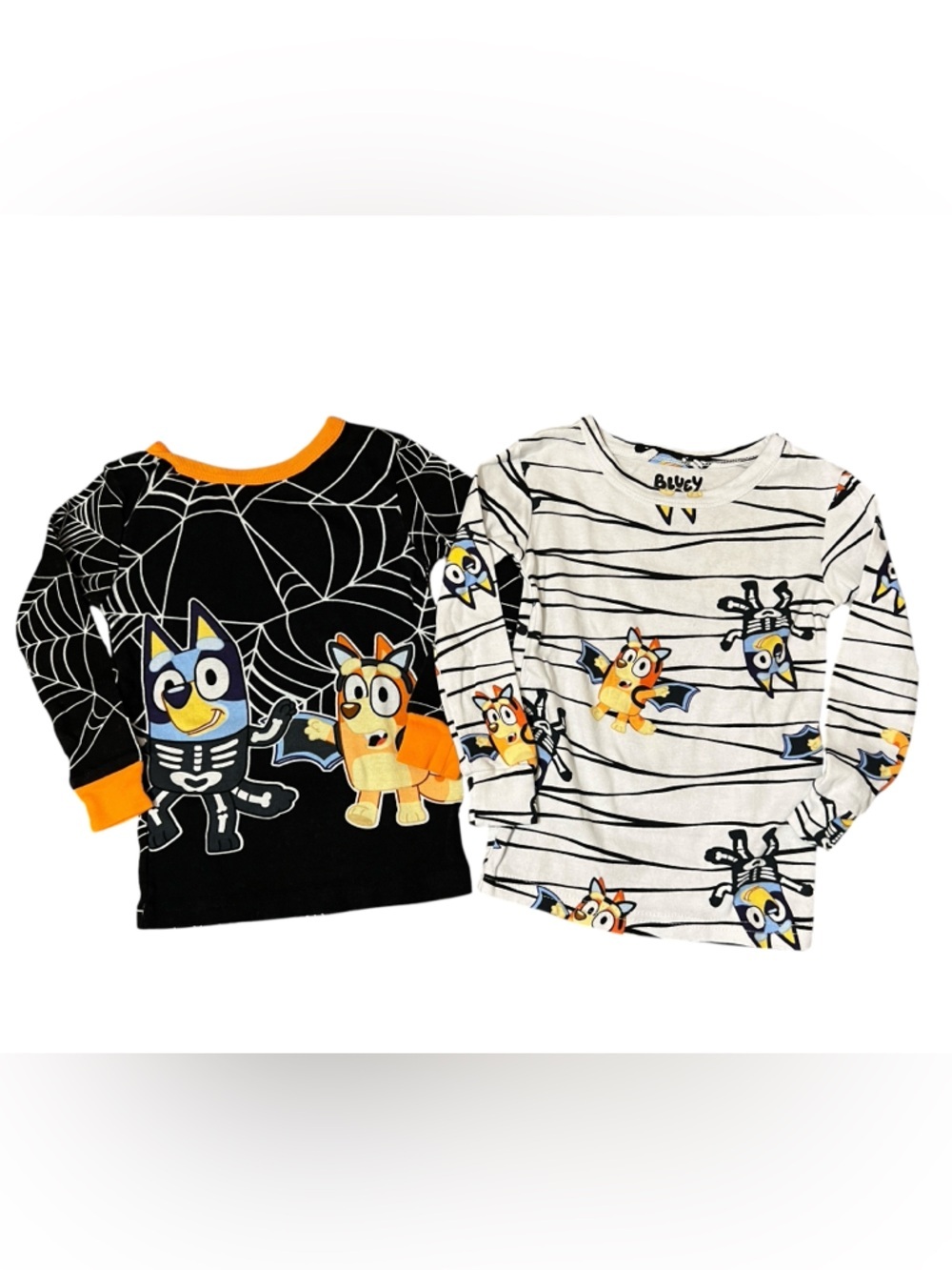 Bluey Halloween Pajamas 4T Toddler Boy Snug Fit Cotton Skeleton Spiderweb Shirts